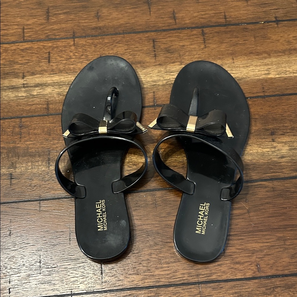Michael Kors Black Jelly Sandals with Bow Accent Size 6 GUC - Picture 3 of 6